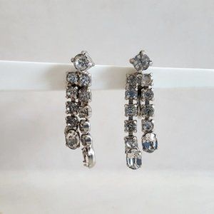 Vintage Clear Pave Rhinestone Earrings